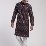 Embroidered Sequence Kurta in wine red color